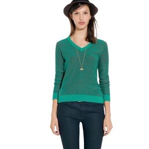 Madewell Wallace Shrunken V Neck Sweater Knit Green Size S